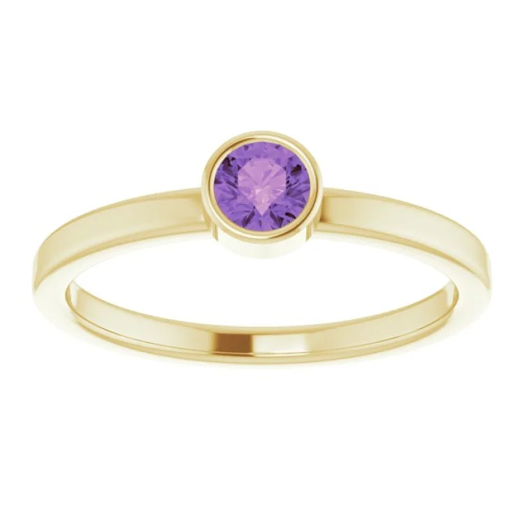 Personalized Gemstone Rings For Special Celebrations-14K Yellow 4 mm Natural Amethyst Ring