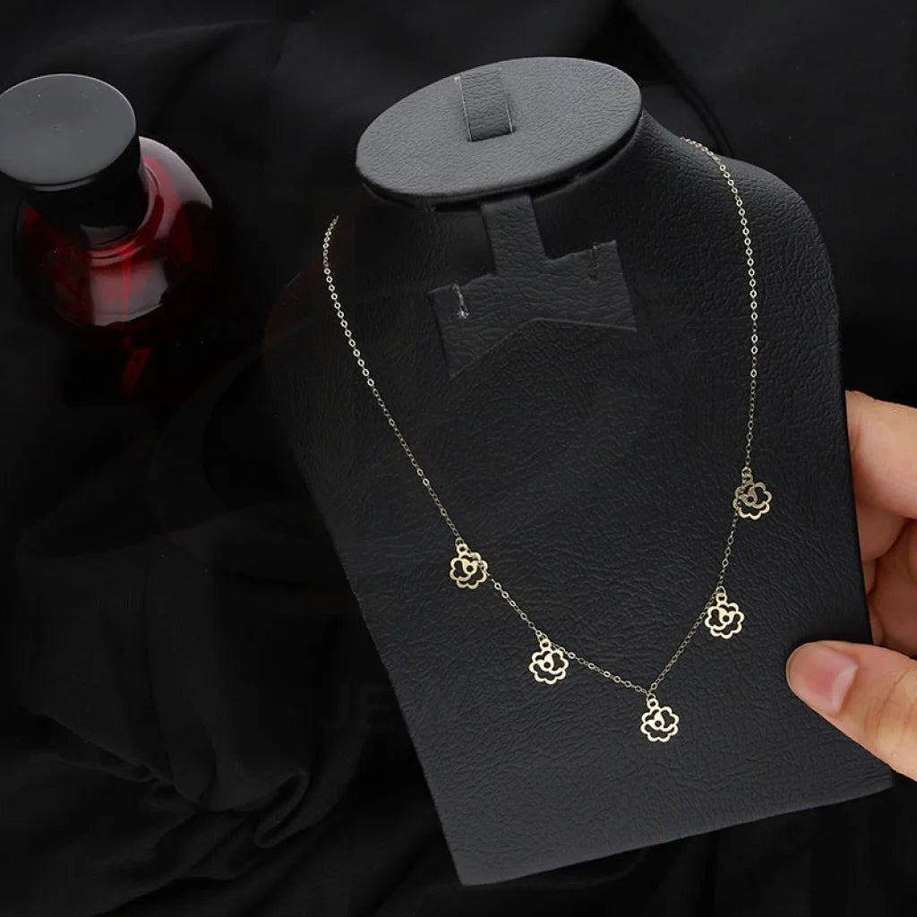 Simple Gold Necklace For Fashionistas-Gold Flowers Necklace 18KT - FKJNKL18KM5341