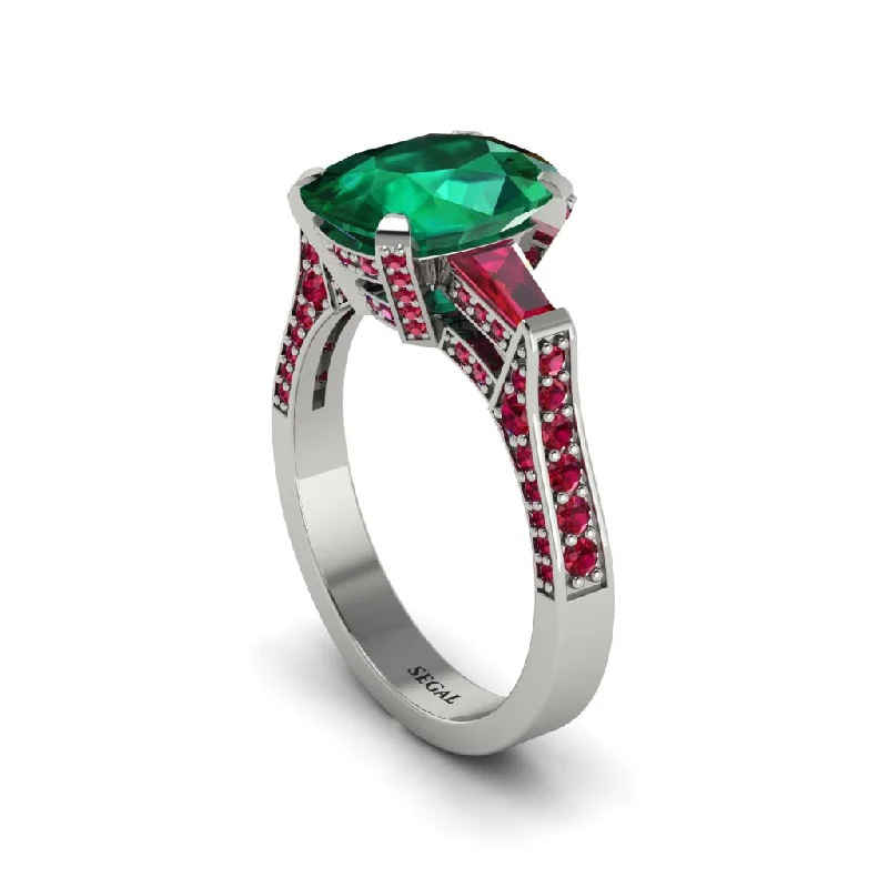 Custom Gold Rings For Bridal Jewelry-Exclusive Handmade Emerald Geometrical Engagement Ring - Yolanda No. 51