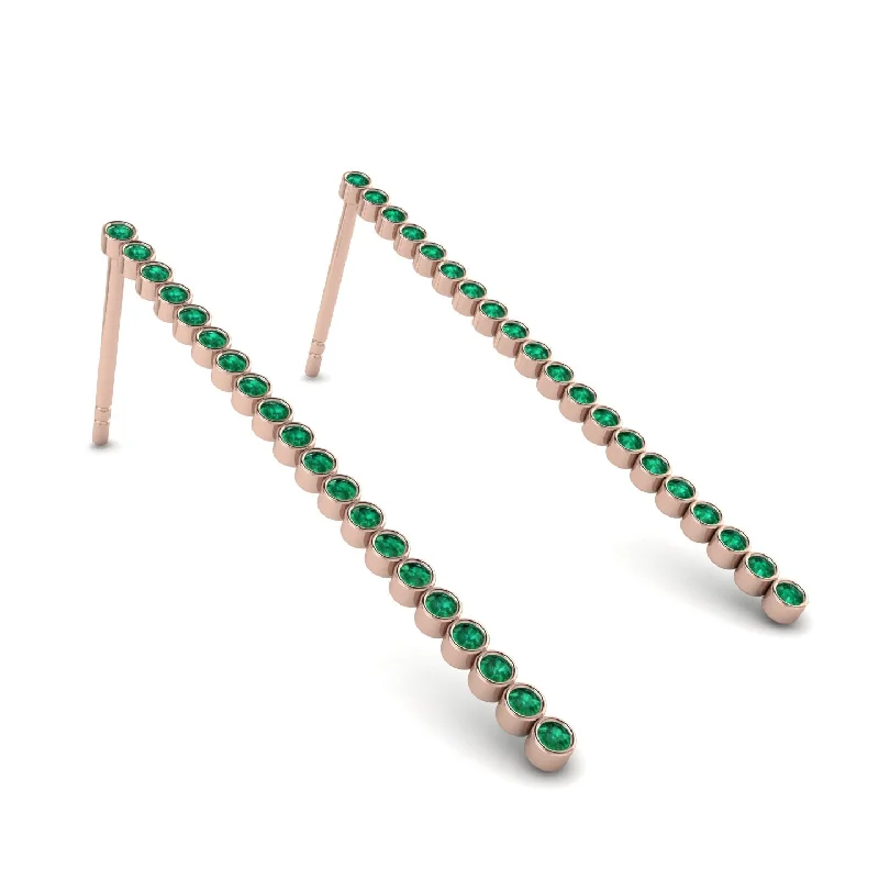 Classic Pearl Earrings For Weddings-Stud Long Bezel Emerald Earrings - Salma No. 5