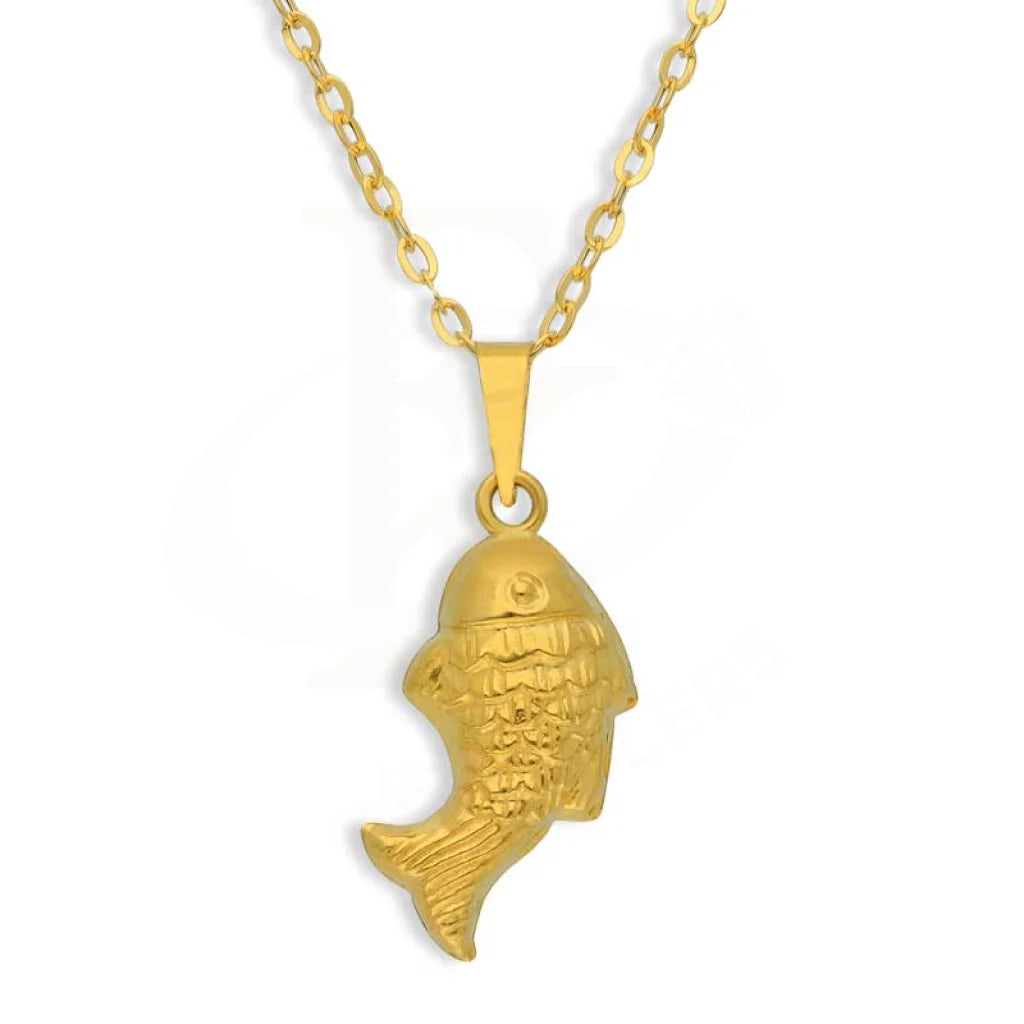 Elegant Gold Necklace For Formal Wear-Gold Necklace (Chain With Fish Shaped Pendant) 18KT - FKJNKL18K2871