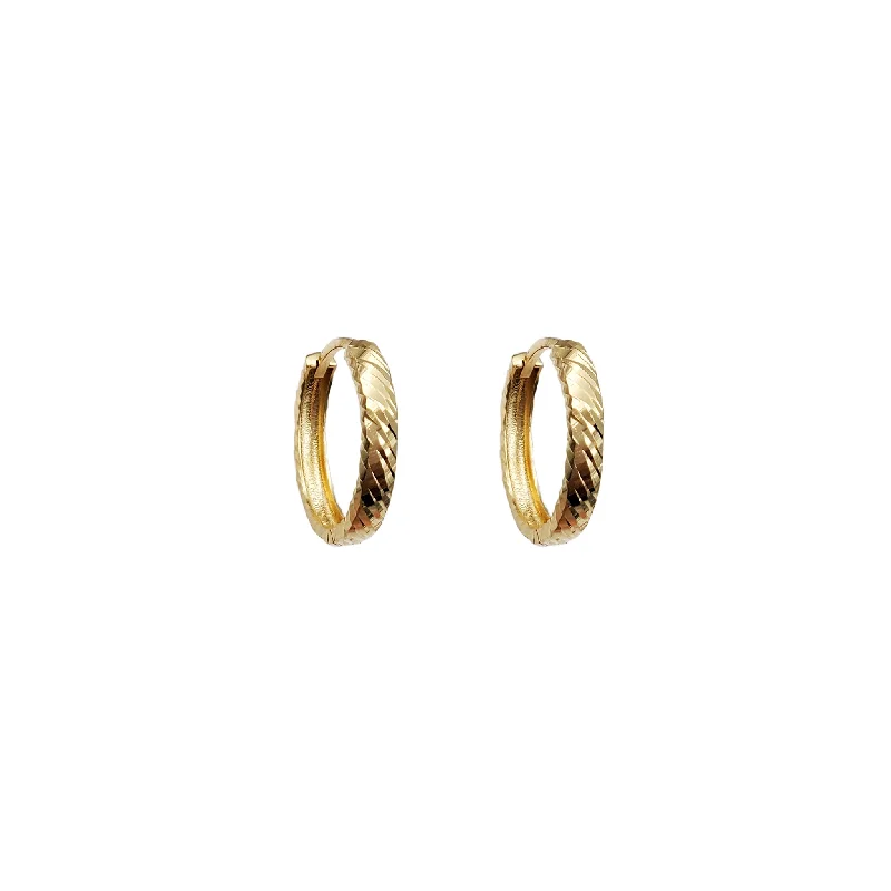 Custom Earrings For Anniversary Gifts-Fluted Diamond-Cut Hoop Earrings (18K)