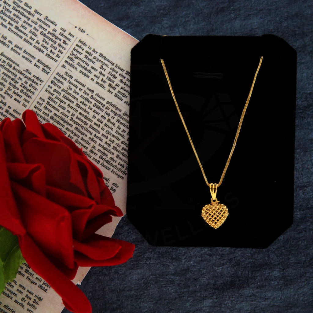 Dainty Silver Necklace For Minimalist Look-Gold Necklace (Chain with Heart Pendant) 21KT - FKJNKL21KM8426