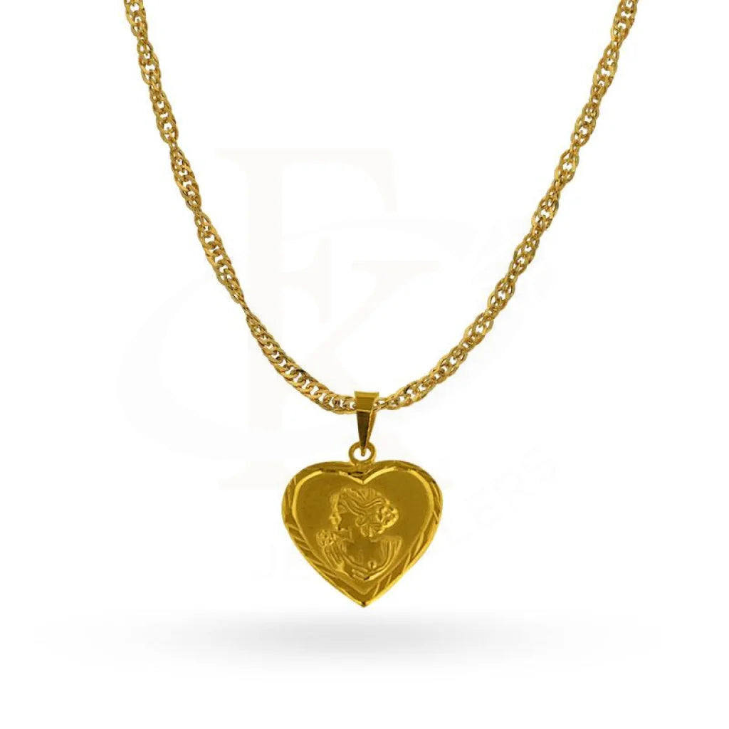 Personalized Gold Pendant Necklace For Day Wear-Gold Necklace (Chain with Heart Pendant) 18KT - FKJNKL1838