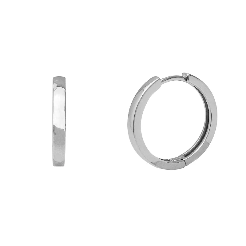 Vintage-Inspired Hoop Earrings For Fashion Lovers-Plain Flat Hoop Earrings (Silver)