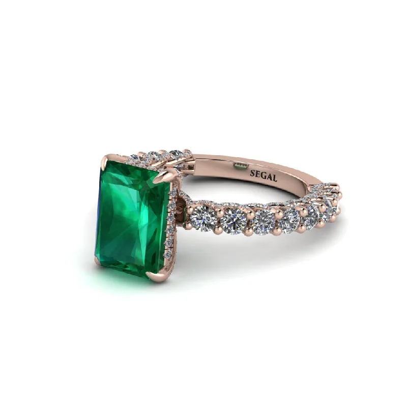 Trendy Wedding Bands For Elegant Brides-Vintage Radiant Cut Emerald Engagement Ring - Renee No. 5