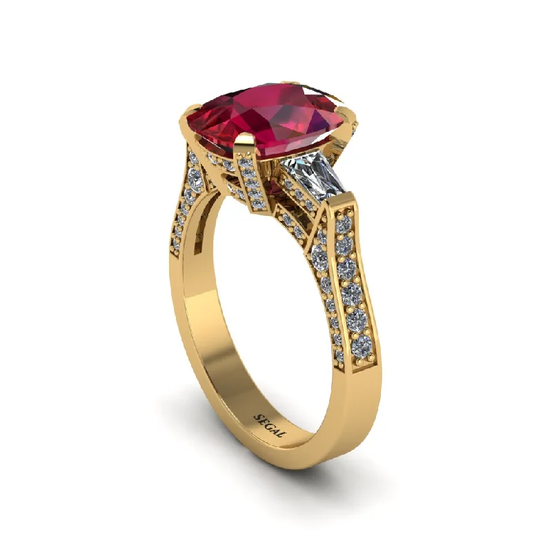 Custom Name Rings For Meaningful Gifts-Exclusive Handmade Ruby Geometrical Engagement Ring - Yolanda No. 10