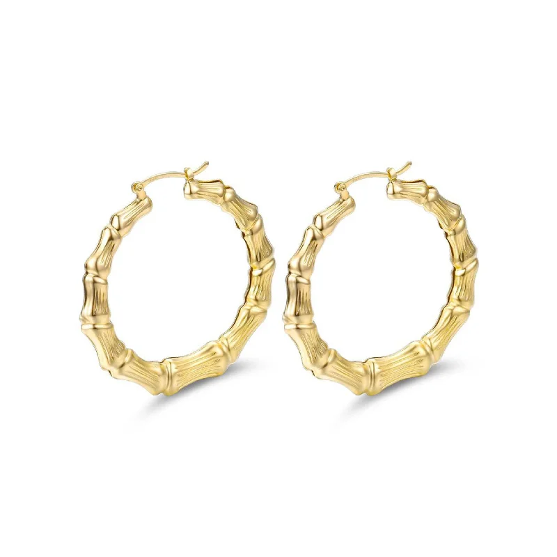 Minimalist Gold Earrings For Daily Wear-Bamboo Hoops Earrings