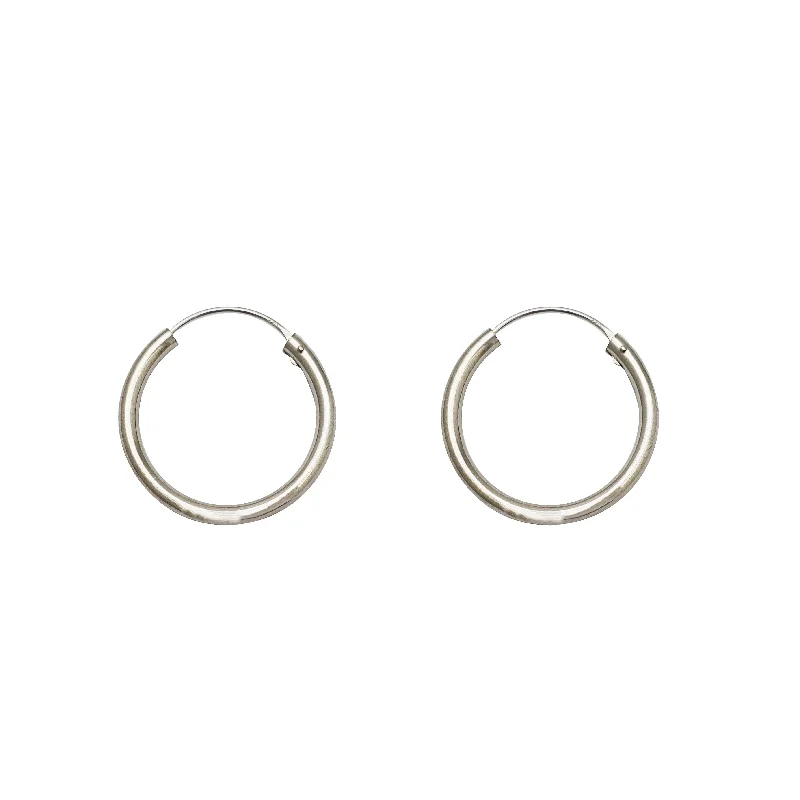 Vintage Pearl Earrings For Weddings-[Seamless] Plain Hoop Earrings (Silver)