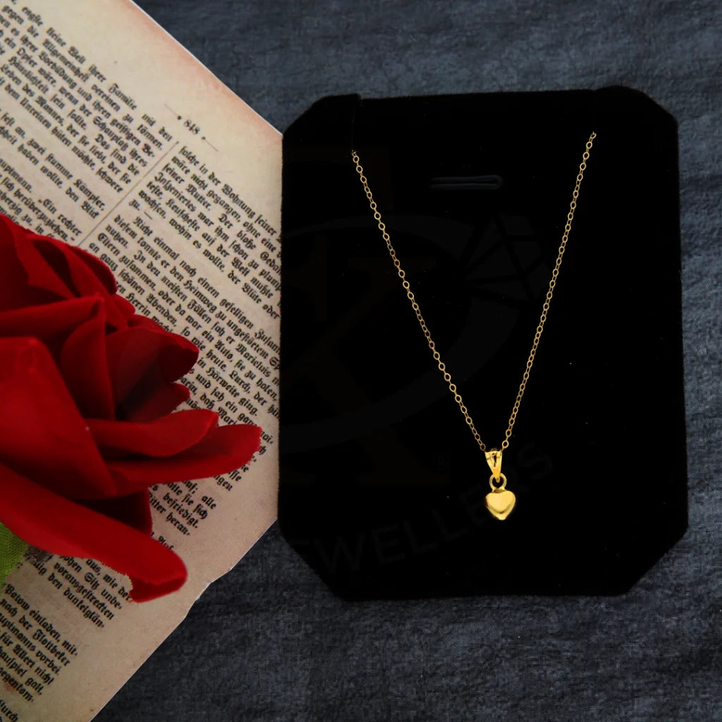 Trendy Long Necklace For Casual Wear-Gold Necklace (Chain with Heart Shaped Pendant) 21KT - FKJNKL21KM8405