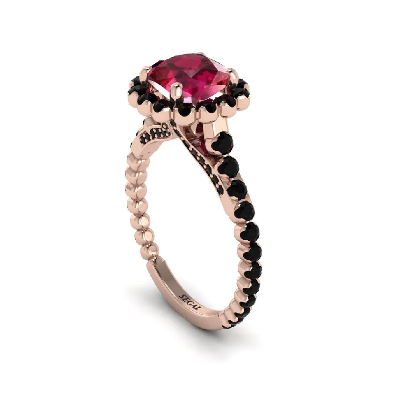 Custom Engagement Rings For Brides With Diamonds-Modern Ruby Cushion Cut Engagement Ring - Uma No. 41