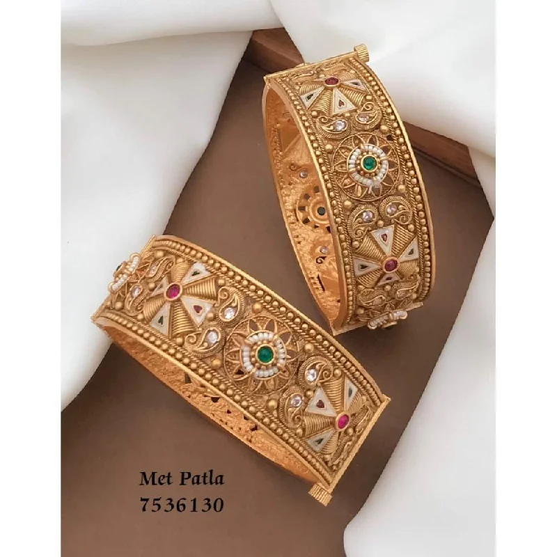 Classic Custom Gold Bangles For Bridal Fashion-Akruti Collection Gold Plated Bangles Set