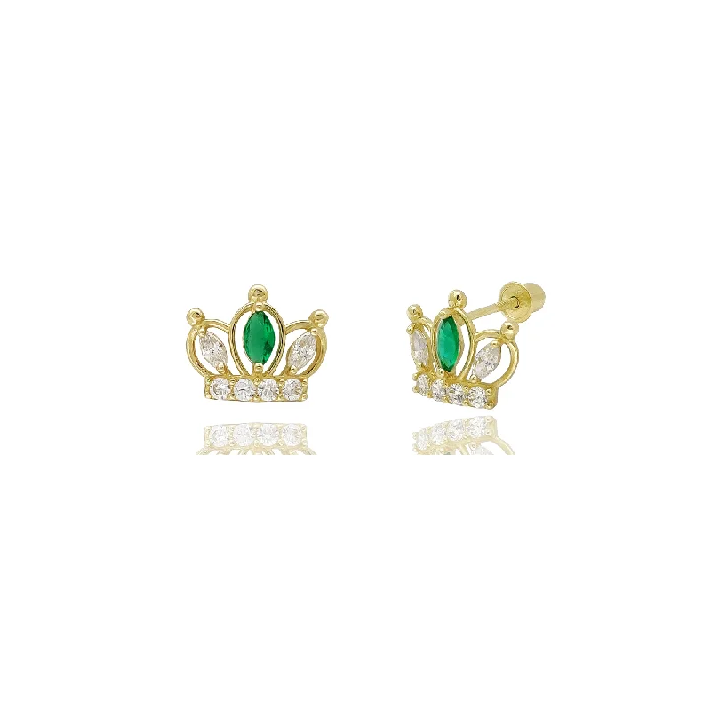 Elegant Earrings With Swarovski Crystals-Outline Crown CZ Earrings (14K)