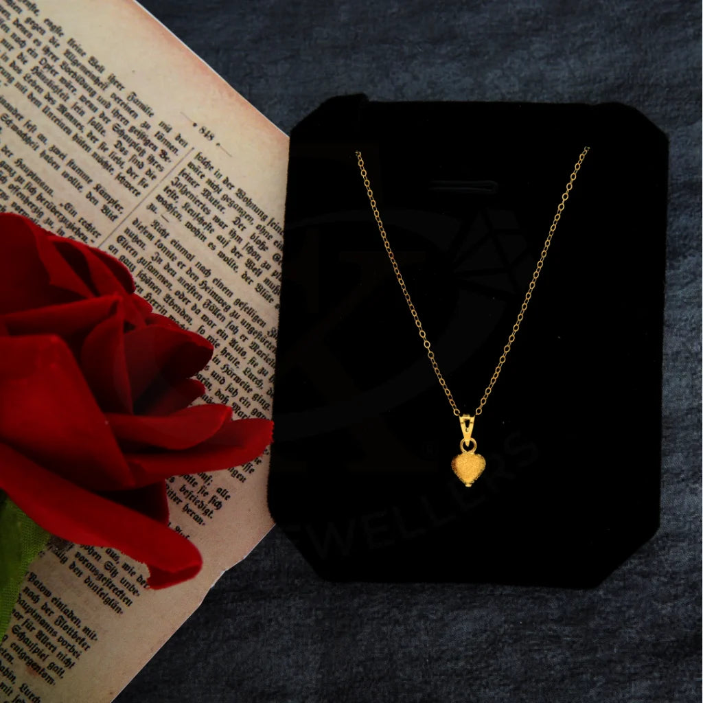 Personalized Nameplate Necklace For Special Events-Gold Necklace (Chain with Heart Shaped Pendant) 21KT - FKJNKL21KM8404