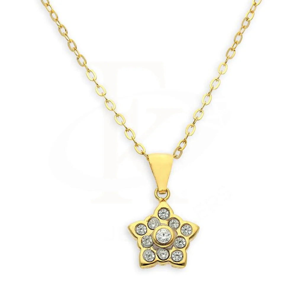 Trendy Layered Gold Necklace For Daily Wear-Gold Necklace (Chain with Star Pendant) 18KT - FKJNKL18K2341