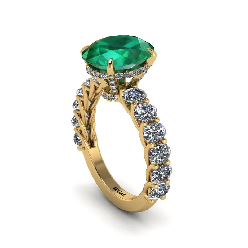 Elegant Stackable Rings For Wedding Gifts-4ct Oval Cut Emerald Engagement Ring - Xena No. 4