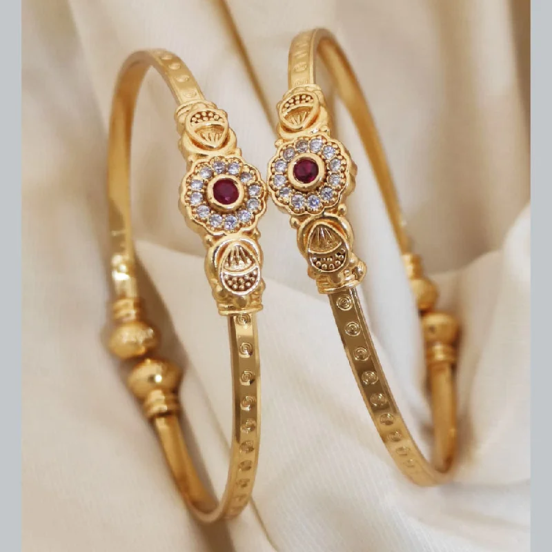 Sparkling Gemstone Wedding Bangles For Special Occasions-H K Fashion Gold Plated Austrian Openable Kada