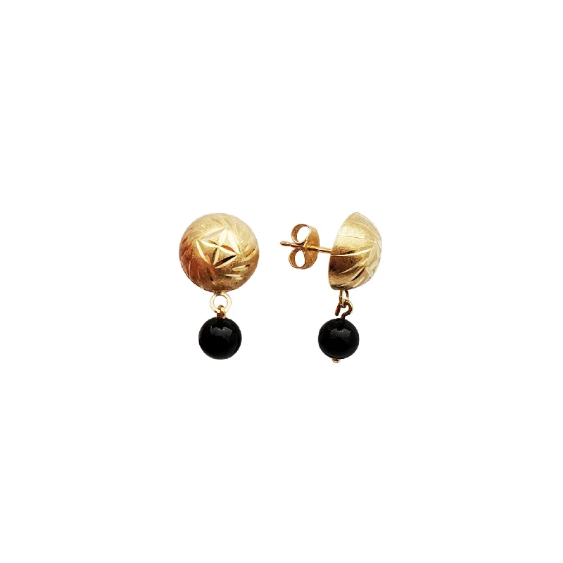 Geometric Earrings For Modern Fashion-Double-Bead Dangling Earring (14K)