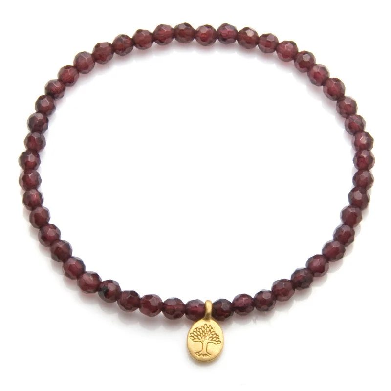 Classic Tennis Bracelets For Women-Tree of Life Garnet Gemstone Bracelet