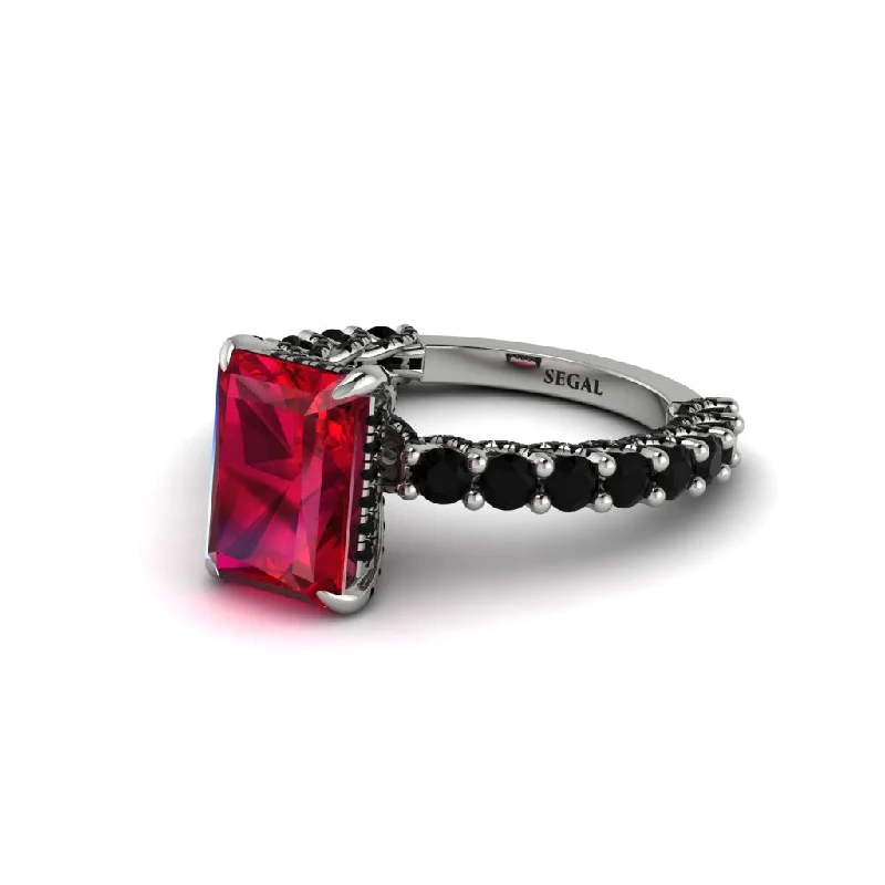 Luxury Gemstone Rings For Special Moments-Vintage Radiant Cut Ruby Engagement Ring - Renee No. 42