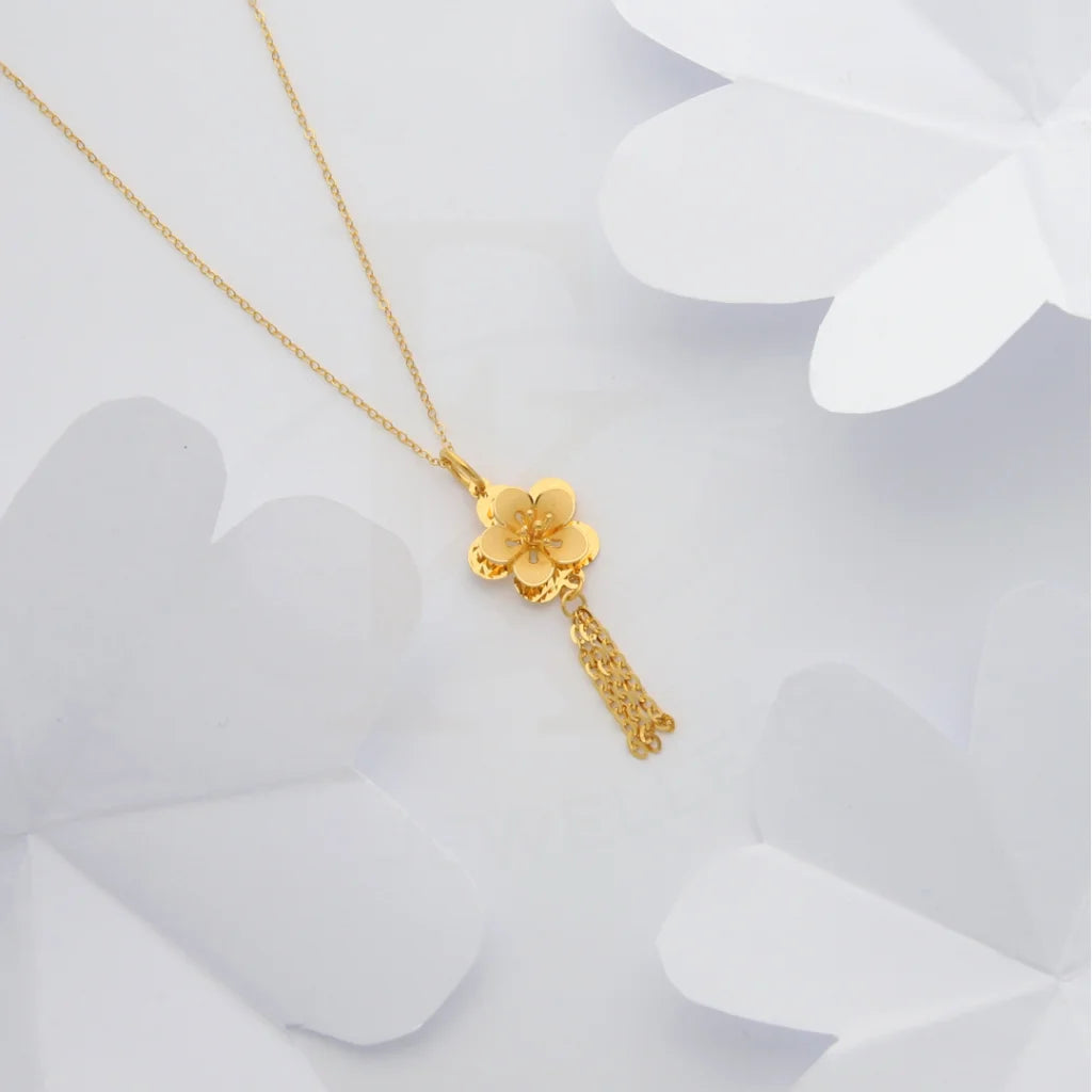 Personalized Gemstone Pendant Necklace For Fashion-Gold Necklace (Chain with Floral Style Pendant) 21KT - FKJNKL21KM8432