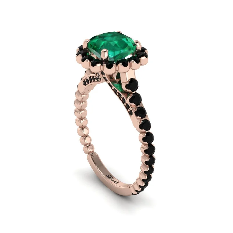 Sparkling Gold Rings For Anniversary Gifts-Modern Emerald Cushion Cut Engagement Ring - Uma No. 35