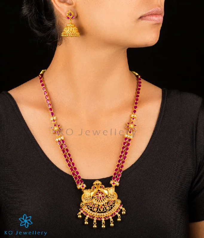 Personalized Gold Chain Necklace For Brides-The Airavata Silver Kempu Necklace