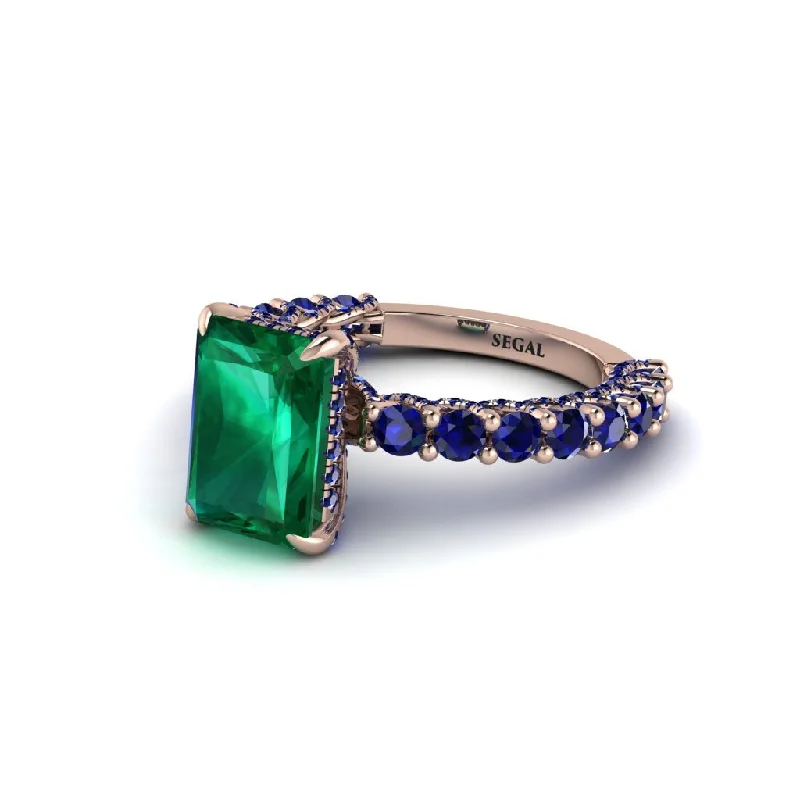 Unique Gemstone Engagement Rings For Bridesmaids-Vintage Radiant Cut Emerald Engagement Ring - Renee No. 65