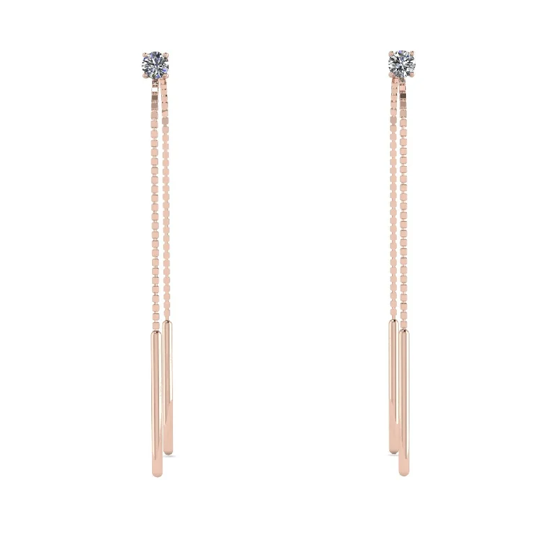 Vintage-Inspired Drop Earrings For Special Events-Hanging Diamond Earrings - Alaia No. 2