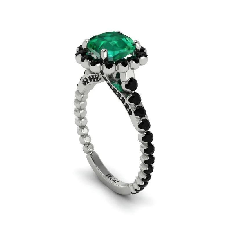 Classic Wedding Rings For Modern Brides-Modern Emerald Cushion Cut Engagement Ring - Uma No. 36