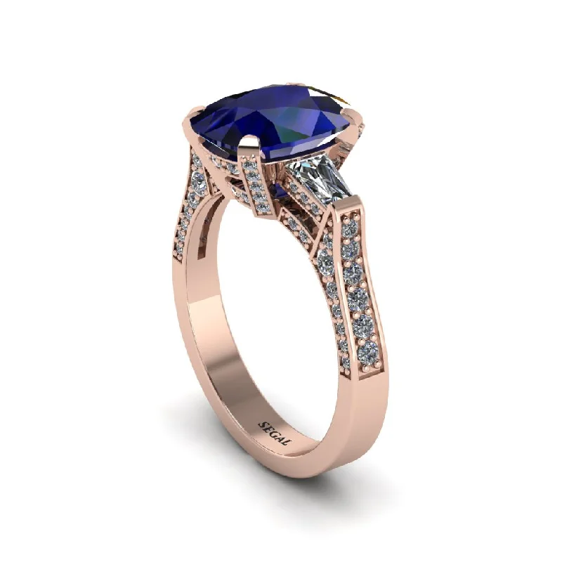 Classic Diamond Rings For Engagement Gifts-Exclusive Handmade Sapphire Geometrical Engagement Ring - Yolanda No. 14