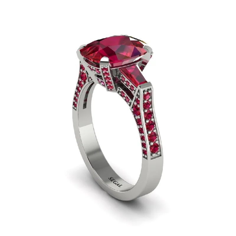 Simple Wedding Rings For Modern Grooms-Exclusive Handmade Ruby Geometrical Engagement Ring - Yolanda No. 57