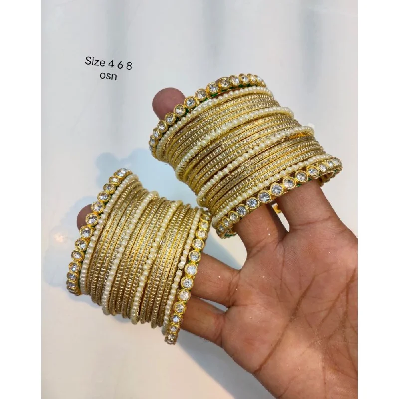 Sparkling Gold Wedding Bangles For Bridesmaids-Akruti Collection Gold Plated  Bangles Set