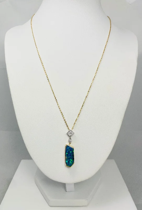 Elegant Beaded Necklace For Casual Wear-New! 5.51ct Natural Black Opal Diamond 18" 14k Yellow Gold Necklace