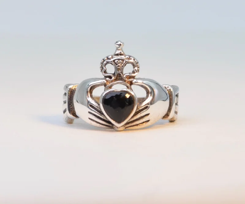 Classic Diamond Rings For Engagement Day-Sterling Silver Claddagh Ring