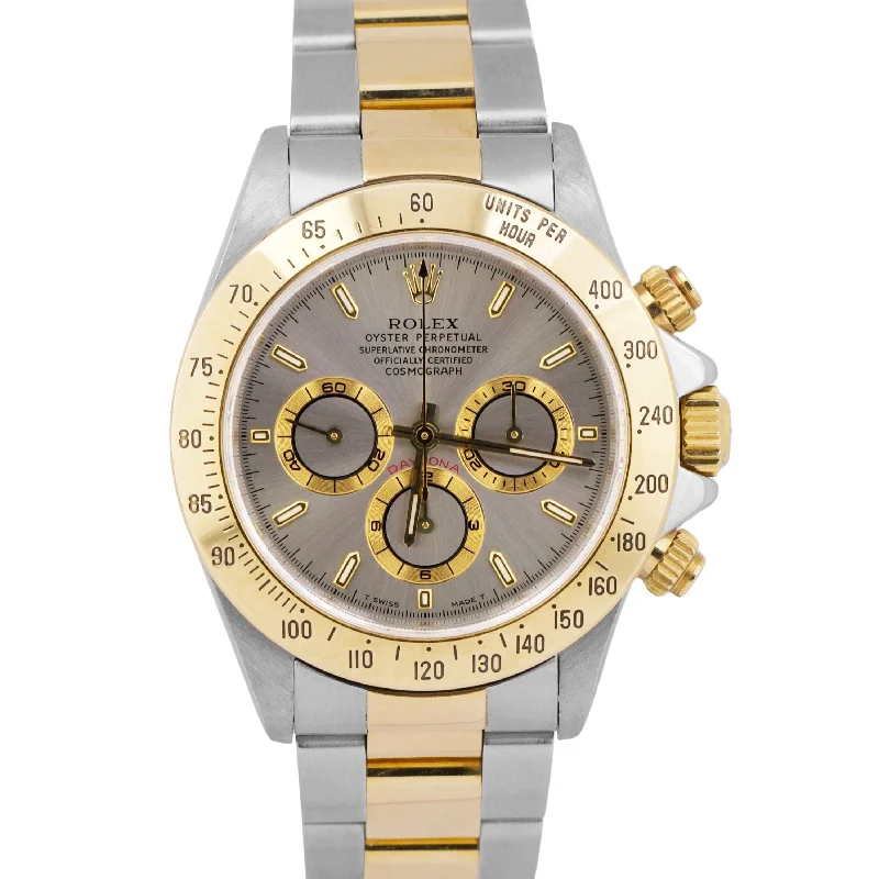 Women’s Watches With Water Resistance-Rolex Daytona Cosmograph SLATE Rhodium 18K Yellow Gold Stainless Watch 16523