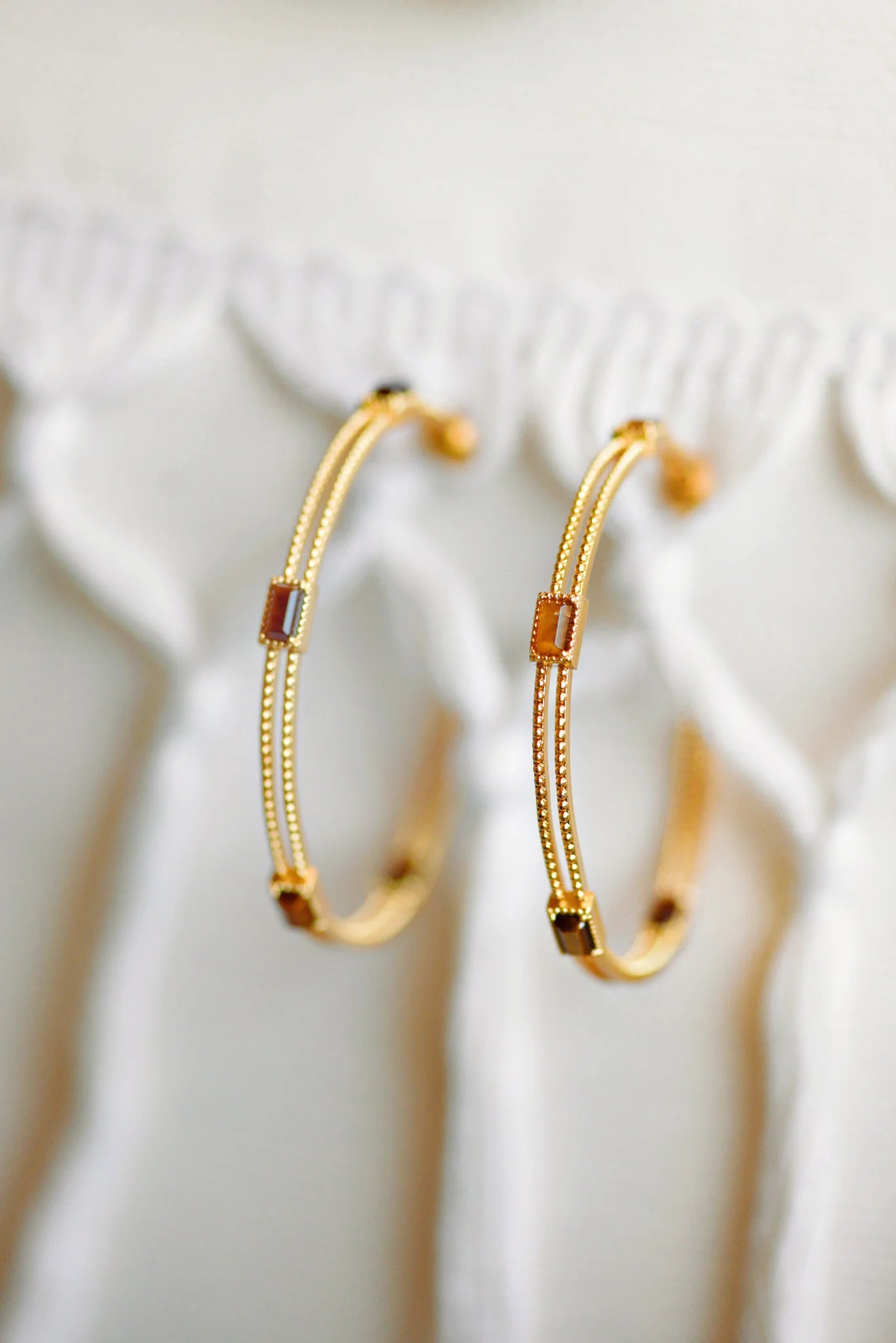 Personalized Earrings For Personalized Style-Tatum James Designs Stella Hoops- Tiger Eye