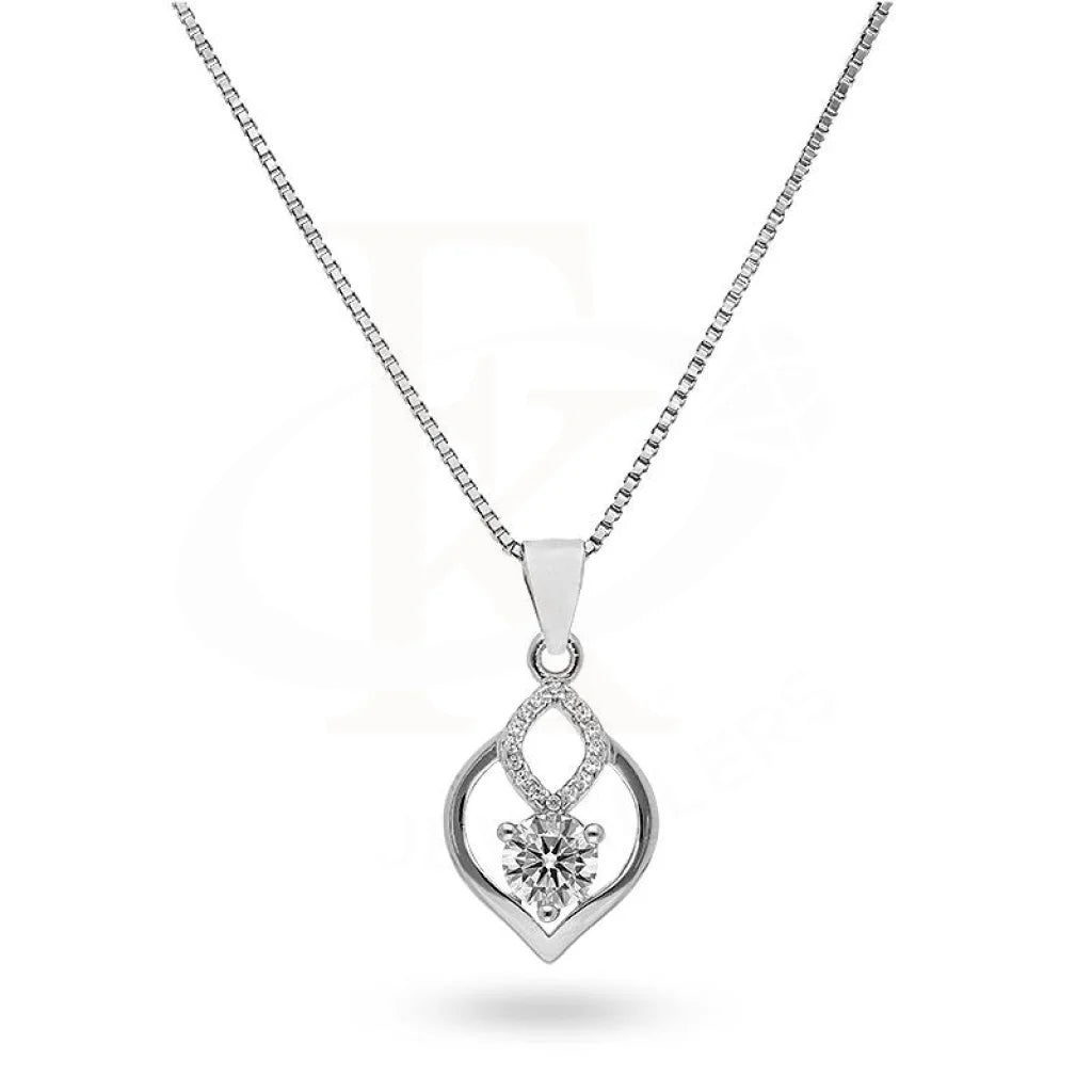 Trendy Long Necklace For Casual Wear-Sterling Silver 925 Necklace (Chain with Flower Pendant) - FKJNKLSL2169