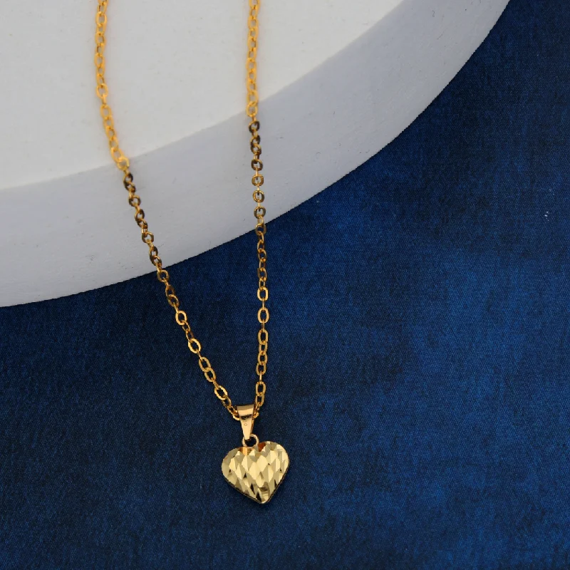 Trendy Layered Necklace For Fashionistas-Gold Necklace (Chain with Stud Heart Shaped Pendant) 18KT - FKJNKL18K9165