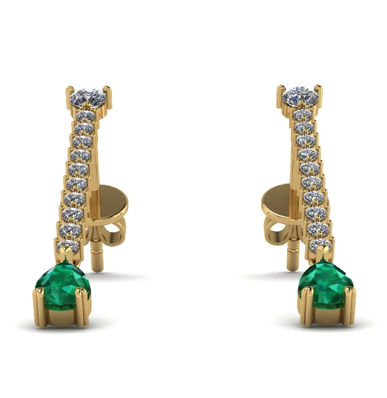 Sparkling Earrings For Day Wear-Hanging Oval Emerald Earrings - Tatiana No. 16