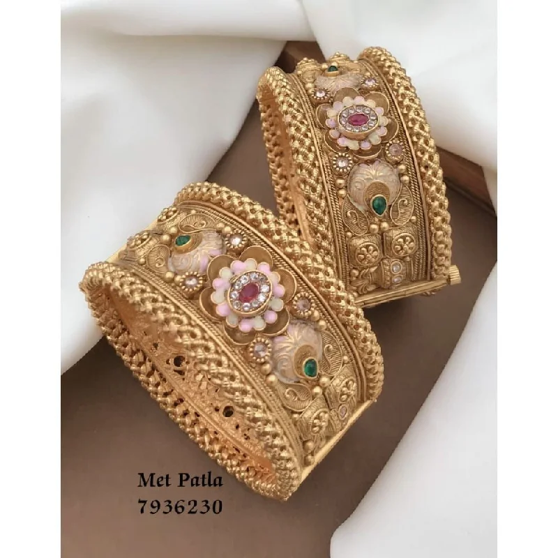 Classic Wedding Bangles With Personalized Details-Akruti Collection Gold Plated Bangles Set