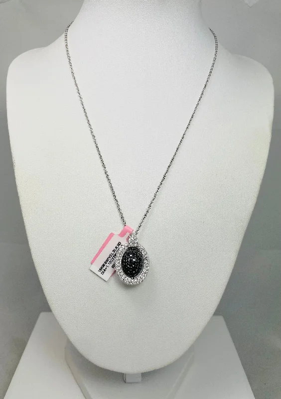 Classic Crystal Necklace For Special Occasions-New! 3.25ctw Natural Diamond 18k White Gold 16" Pendant