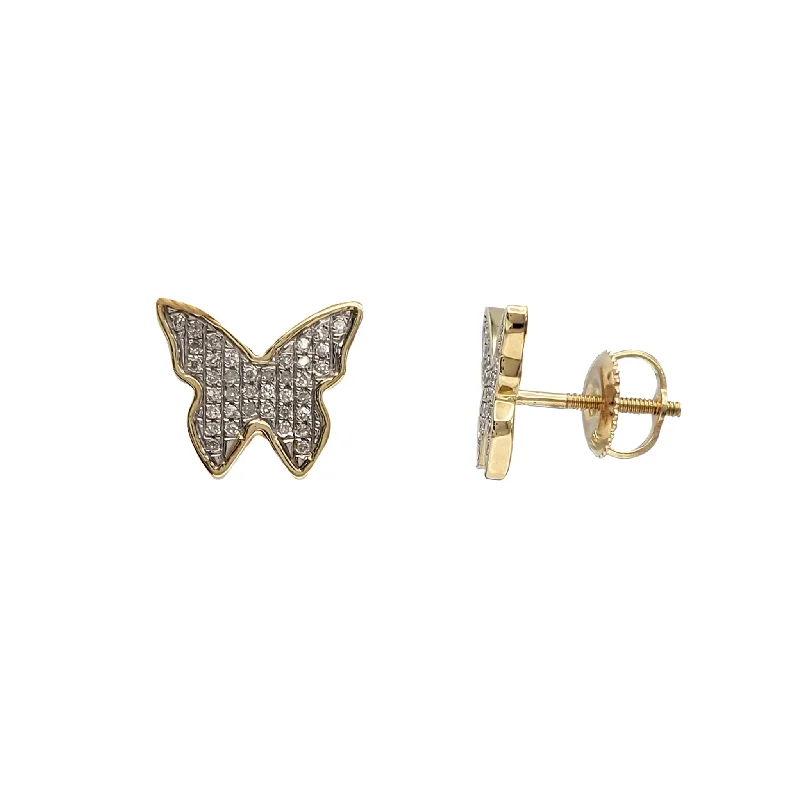 Custom Name Earrings For Unique Gifts-Diamond Iced-Out Butterfly Stud Earrings (10K)