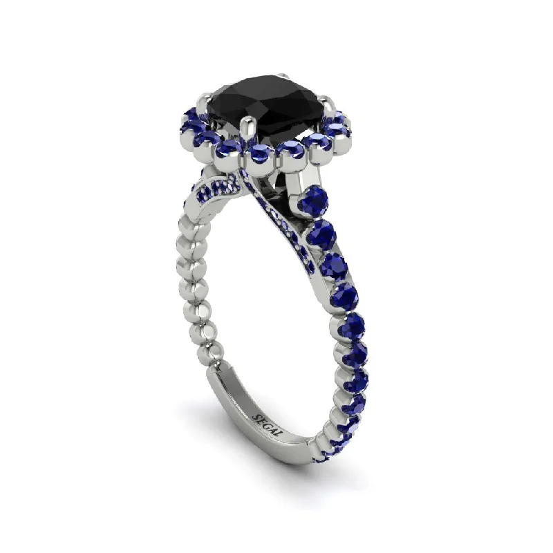 Elegant Wedding Rings For Fashion-Forward Brides-Modern Black Diamond Cushion Cut Engagement Ring - Uma No. 69