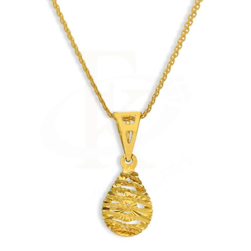 Elegant Chain Necklace For Special Events-Gold Necklace (Chain with Pear Shaped Pendant) 18KT - FKJNKL18K2820