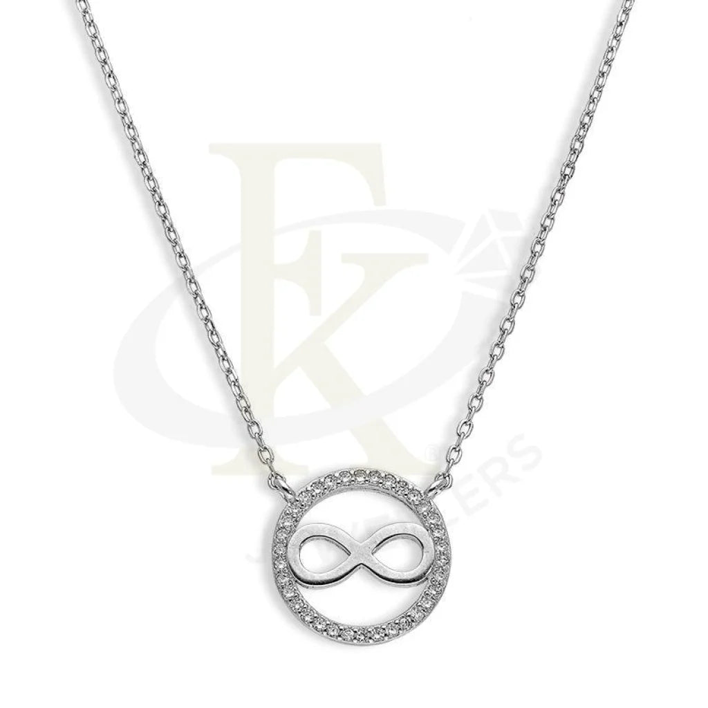 Trendy Name Necklace For Bridesmaids-Sterling Silver 925 Round Shaped Infinity Necklace - FKJNKLSL2588