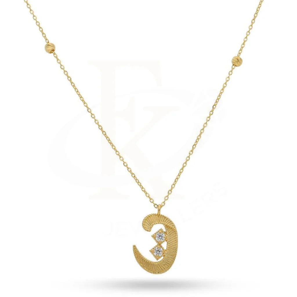 Elegant Long Necklace For Day Wear-Gold Arabic Alphabet ت Necklace 21KT - FKJNKL21K2139