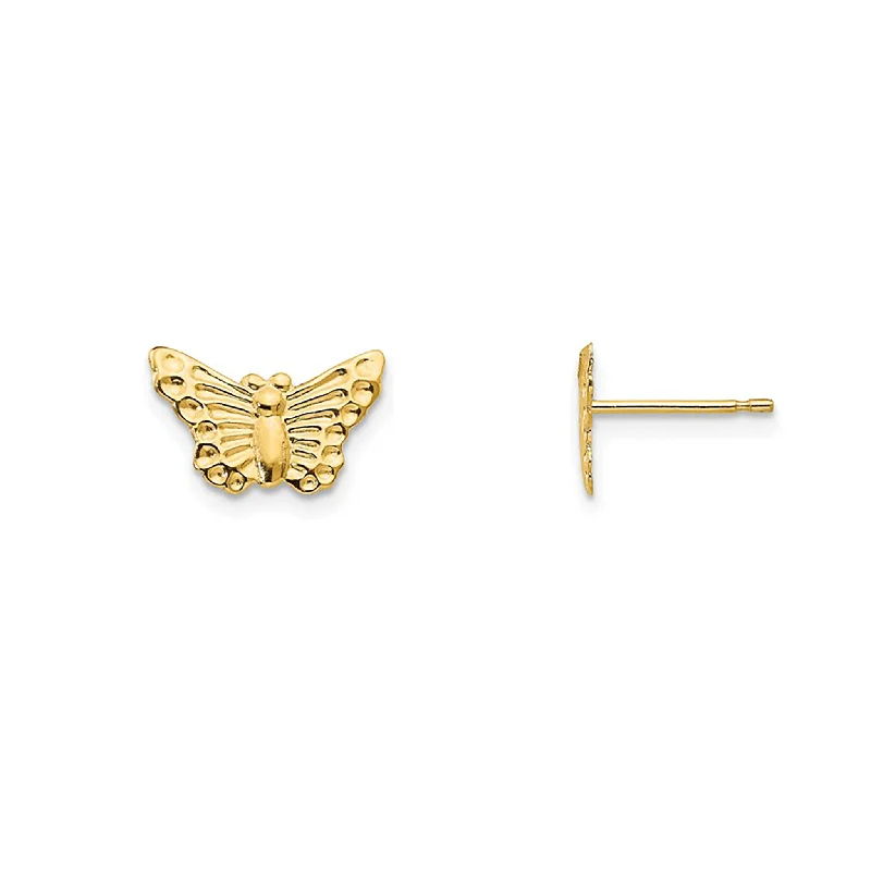 Personalized Earrings With Name for Custom Gifts-Glossy Butterfly Stud Earrings (14K)