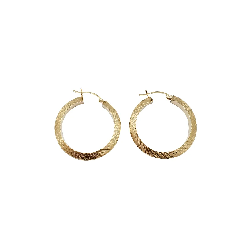 Dainty Stud Earrings For Teens-Yellow Gold Diamond-Cut Hoop Earrings (14K)