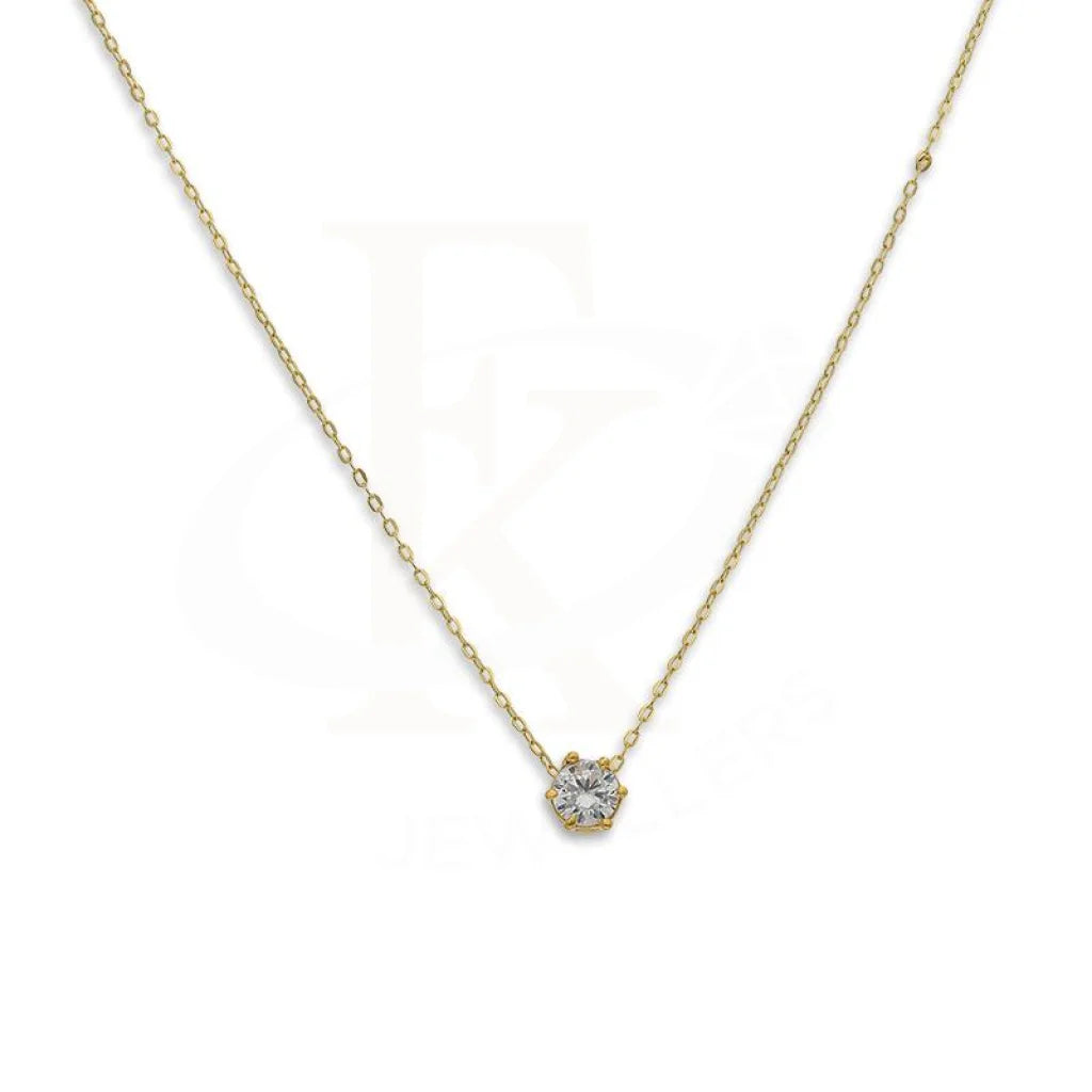 Custom Gold Bar Necklace For Personalized Jewelry-Gold Round Shaped Solitaire Necklace 21KT - FKJNKL21K2390